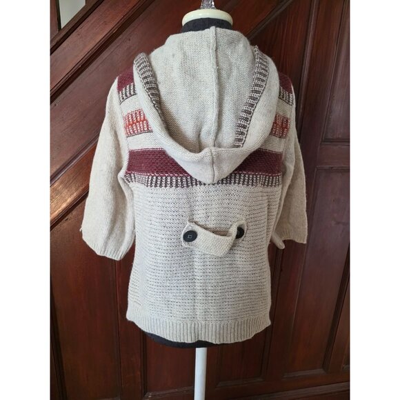 Eddie Bauer Button-Up Hooded Cardigan Sweater XL Brown Fair Isle Wool - Picture 2 of 10